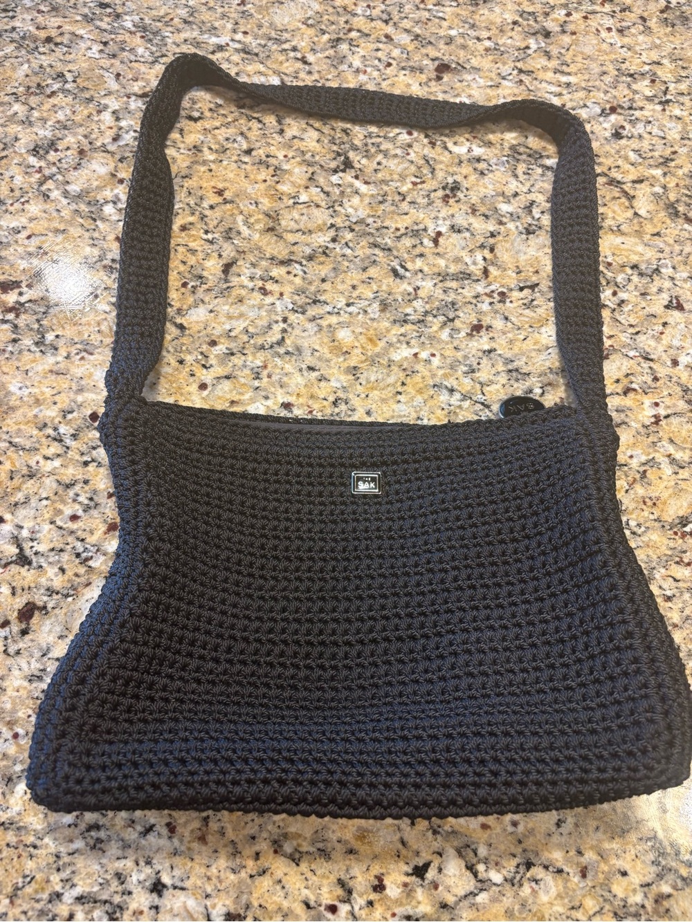 The Sak Classic Black Crochet Shoulder Bag